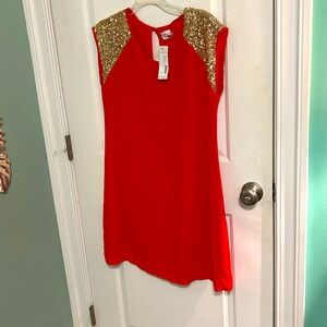 Pixley orange sequin shoulder dress